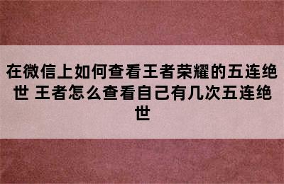 在微信上如何查看王者荣耀的五连绝世 王者怎么查看自己有几次五连绝世